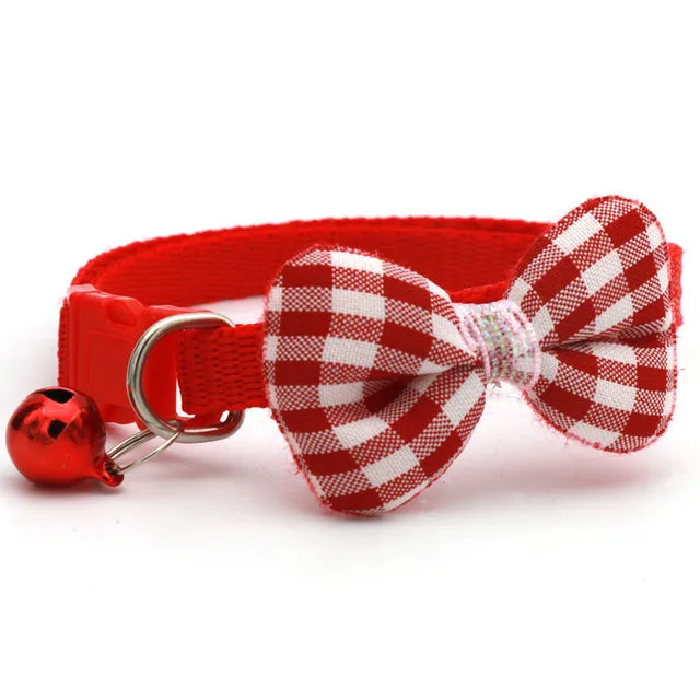 🎀: Plaid Print Pet Bow Tie Collar - Dapper Style Accessory
