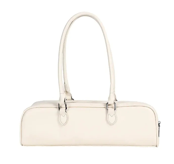 👜: Women's Leather Baguette Bag - Classic Horizontal Square Design