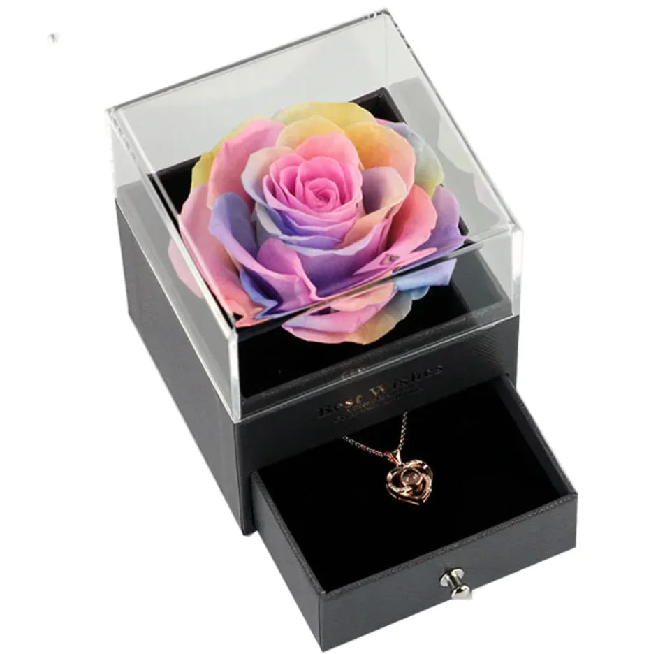 🌹: Preserved Rose Jewelry Box Necklace