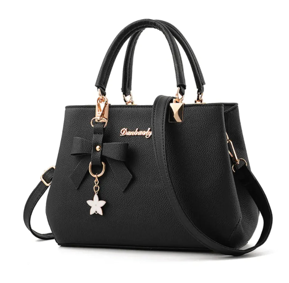 👜: Litchi Pattern One-Shoulder Handbag