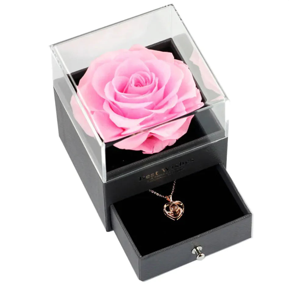 🌹: Preserved Rose Jewelry Box Necklace