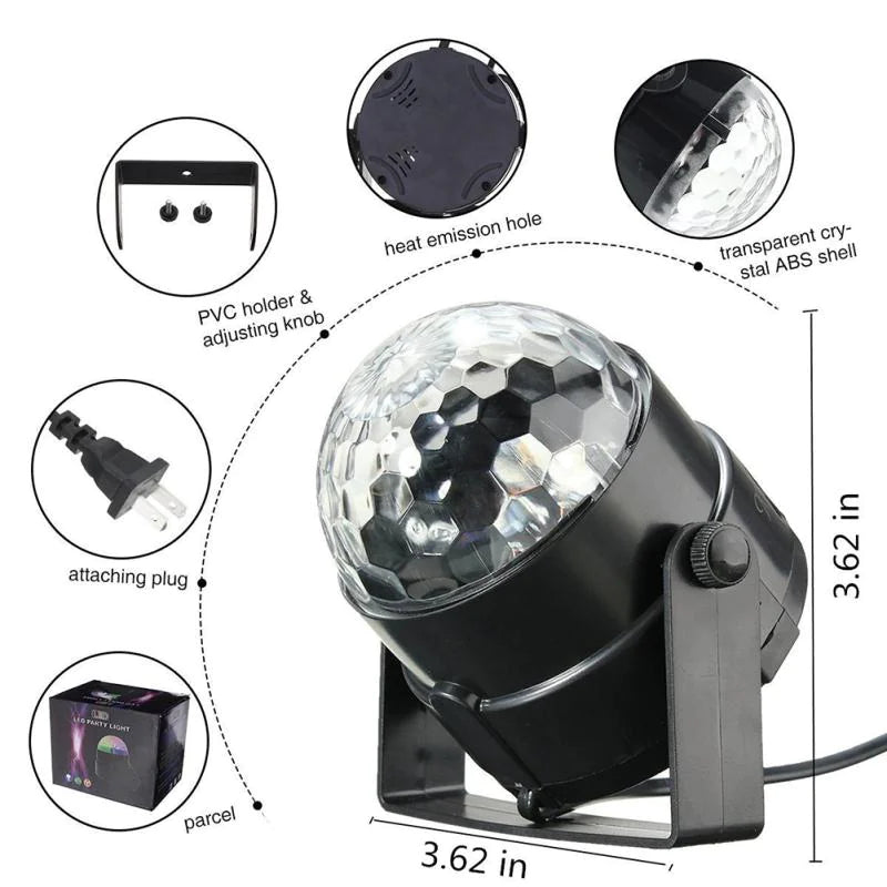 🕺: Disco Party Lights Strobe LED DJ Ball - Sound Activated Dance Lamp