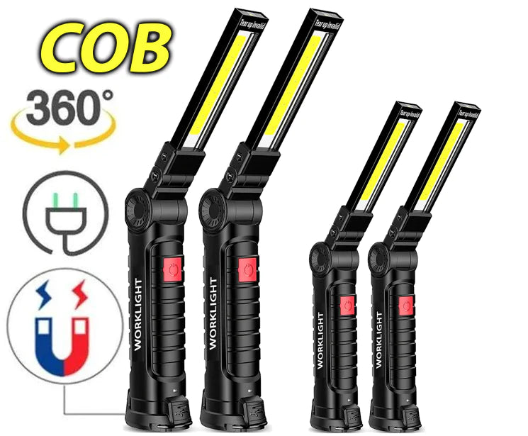 🔦: Rechargeable LED COB Work Light - Magnetic Base Mechanic Flashlight