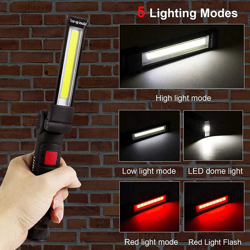 🔦: Rechargeable LED COB Work Light - Magnetic Base Mechanic Flashlight