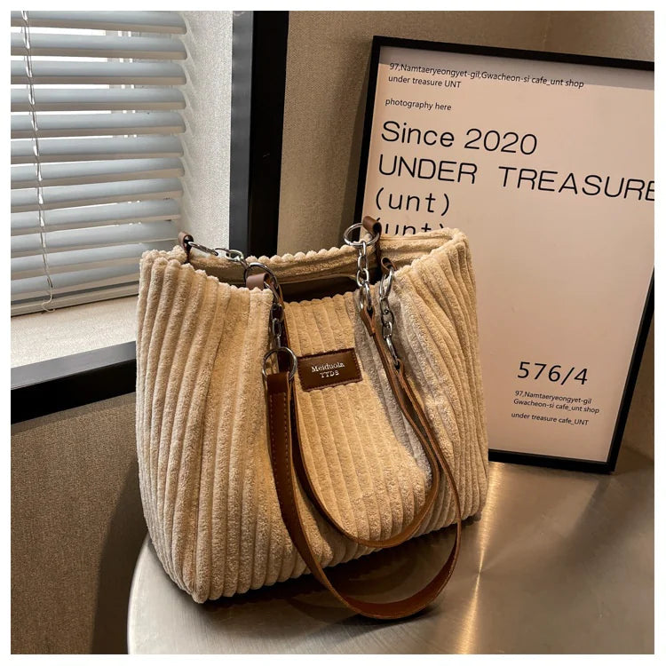 👜: Retro Corduroy Shoulder Bag - European American Style