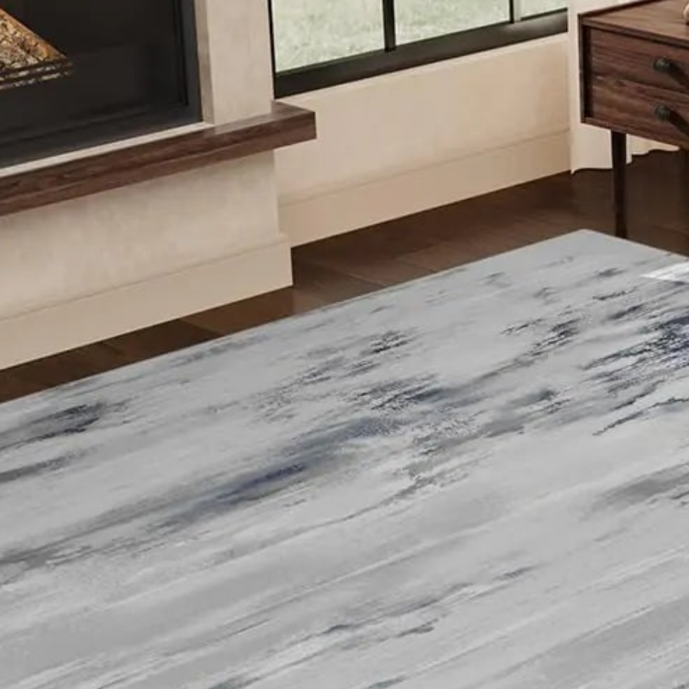 🏠: AMOAMI Modern Abstract 8x10 Area Rug - Blue Grey Washable Non-Slip