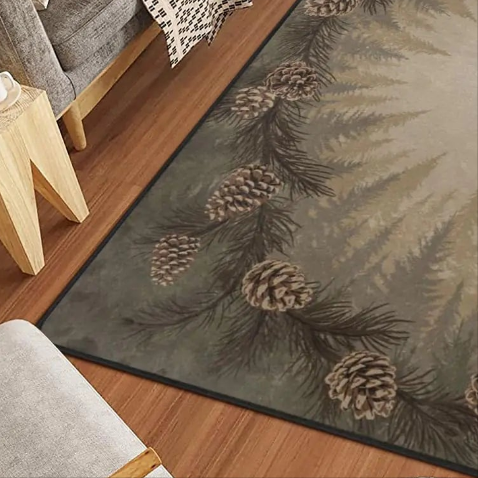 🌲: Amorettise Pine Cones Area Rug 5x7 - Rustic Brown Nature Carpet