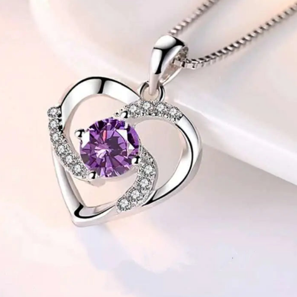 💎: 925 Silver Plated Blue Crystal Heart Necklace - Elegant Pendant Jewelry