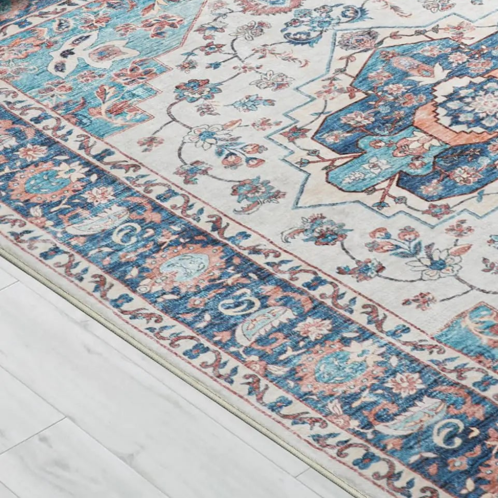 🏠: Hatppto Vintage Boho Area Rug 8x10 - Washable Stain-Resistant Living Room Carpet