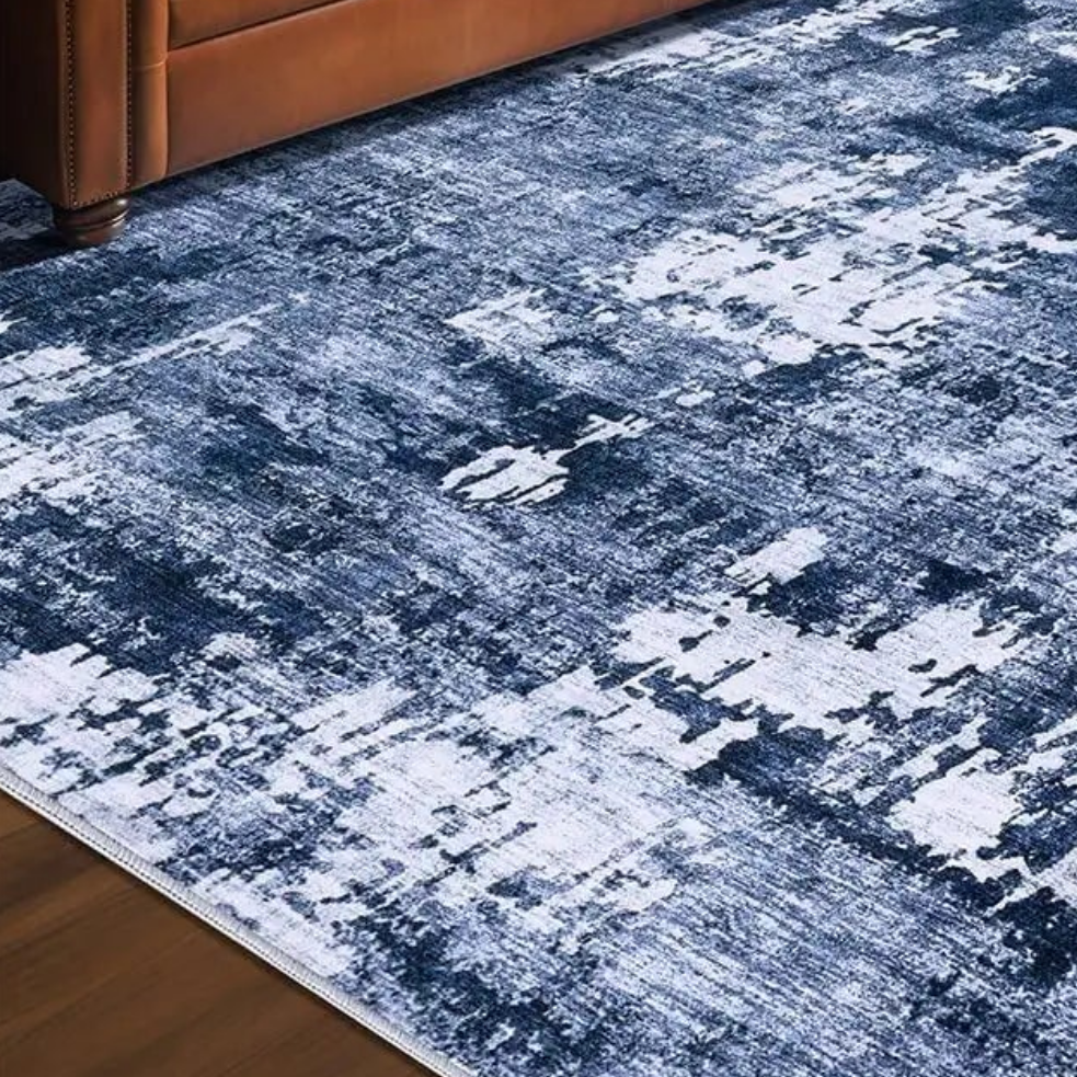 🏠: DMOYEST 8x10 Navy Blue Area Rug - Washable Modern Abstract Low Pile