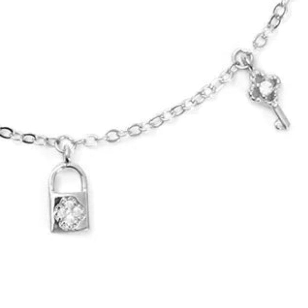 🗝️: 925 Sterling Silver Key Bracelet with Diamond Inlay - Luxury Symbolic Jewelry