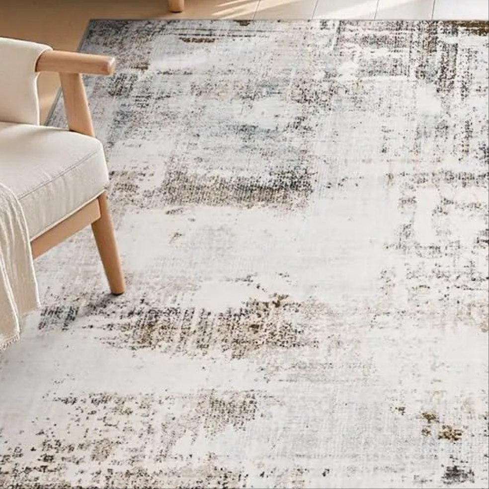 🏠: 9x12 Abstract Modern Area Rug - Camel Washable Non-Slip Carpet