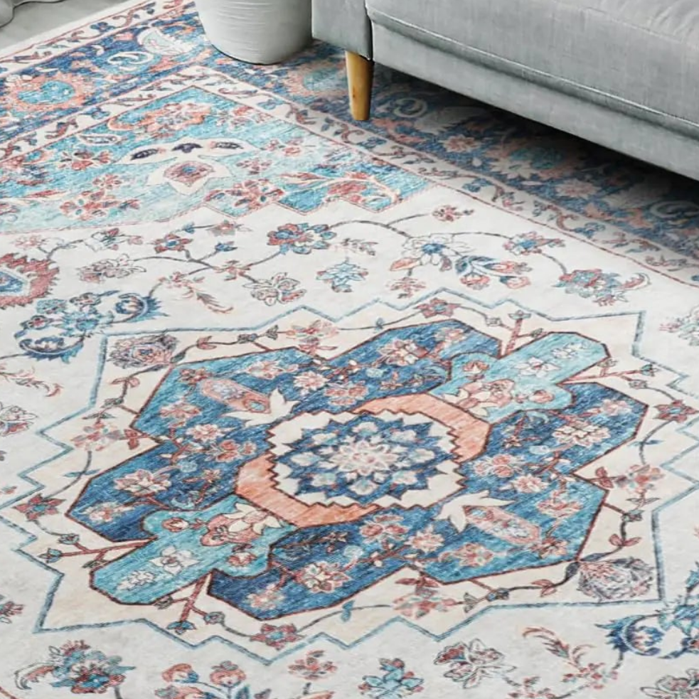 🏠: Hatppto Vintage Boho Area Rug 8x10 - Washable Stain-Resistant Living Room Carpet