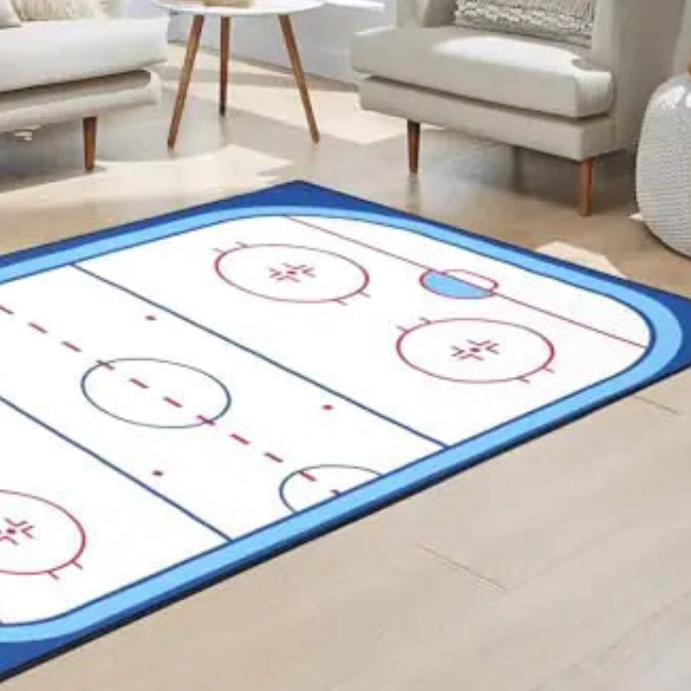 🏒: Ice Hockey Rink Area Rug 5x7 - American Hockey Sport Carpet Non-Slip