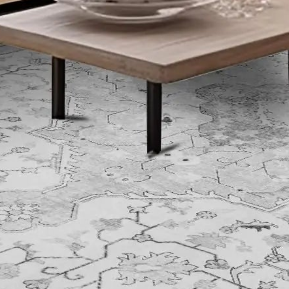 🏠: Brevonox Vintage Floral Area Rug - Machine Washable 5x7 Light Grey