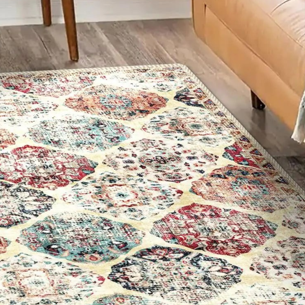 🏠: Poeti Ultra Thin 3x5 Washable Rug - Modern Abstract Colorful Non-Slip