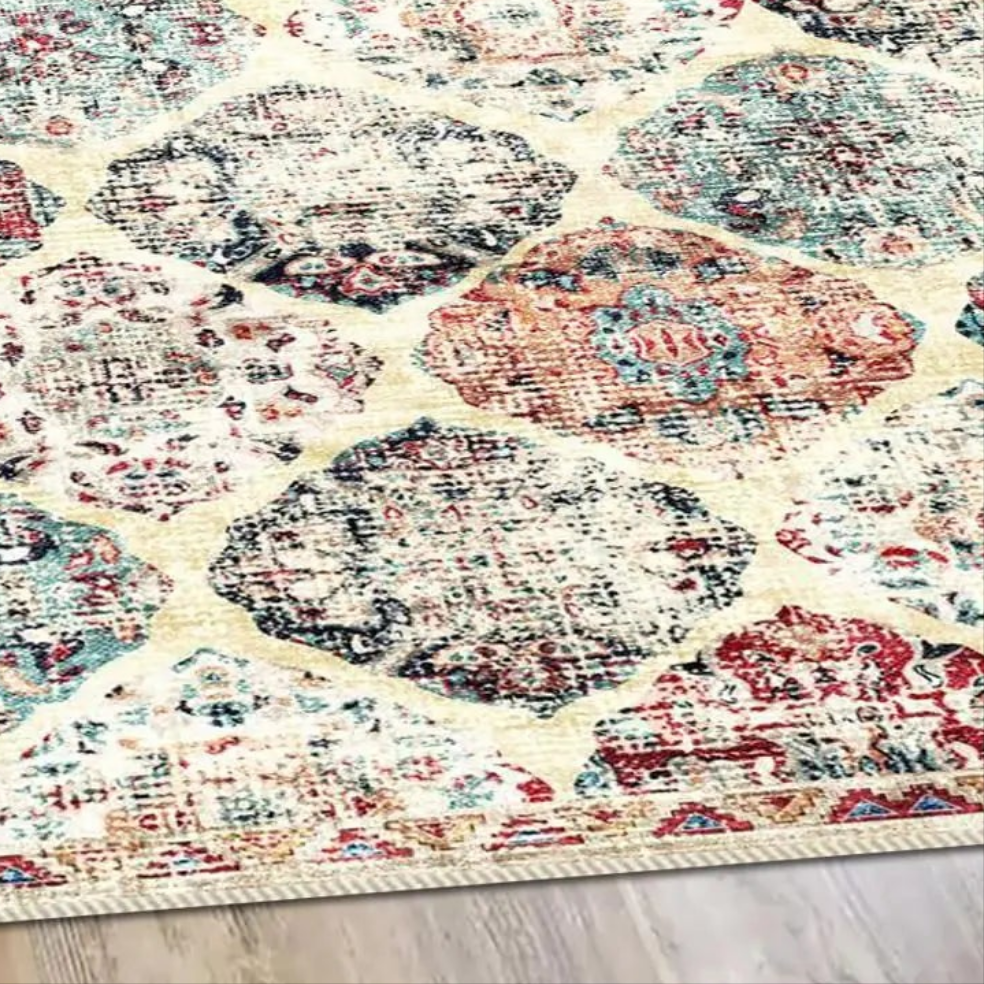 🏠: Poeti Ultra Thin 3x5 Washable Rug - Modern Abstract Colorful Non-Slip