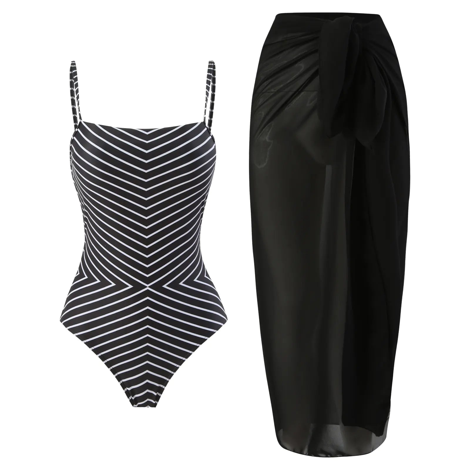 👙: Retro Striped Two-Piece Swimsuit Set