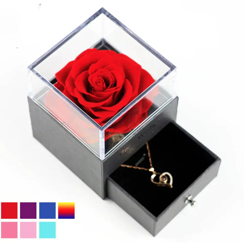 🌹: Preserved Rose Jewelry Box Necklace