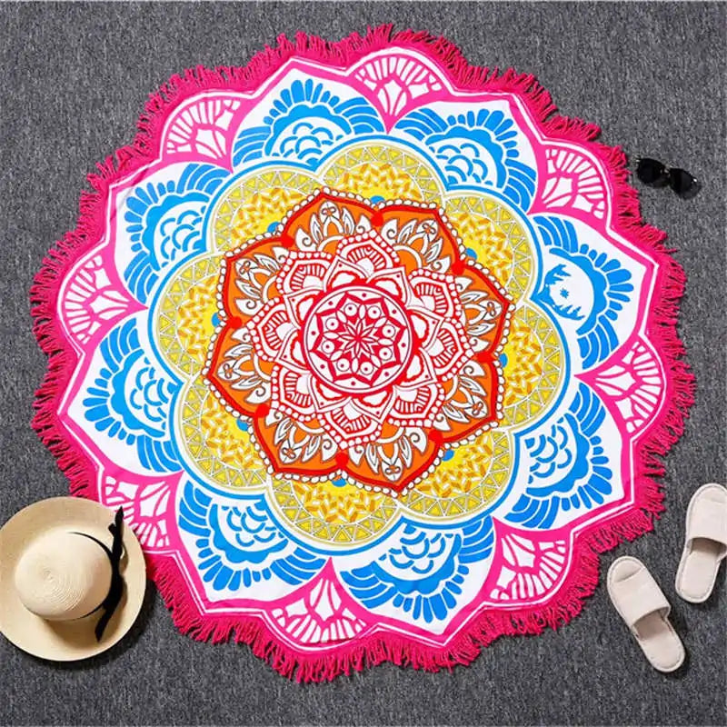 🪷: Lotus Printed Beach Towel - Soft Absorbent Quick-Dry Beach Essential