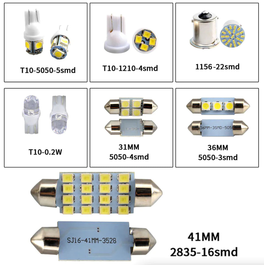 🚗: 28pcs Car Interior LED Light Kit - Complete White Combo Bulb Set