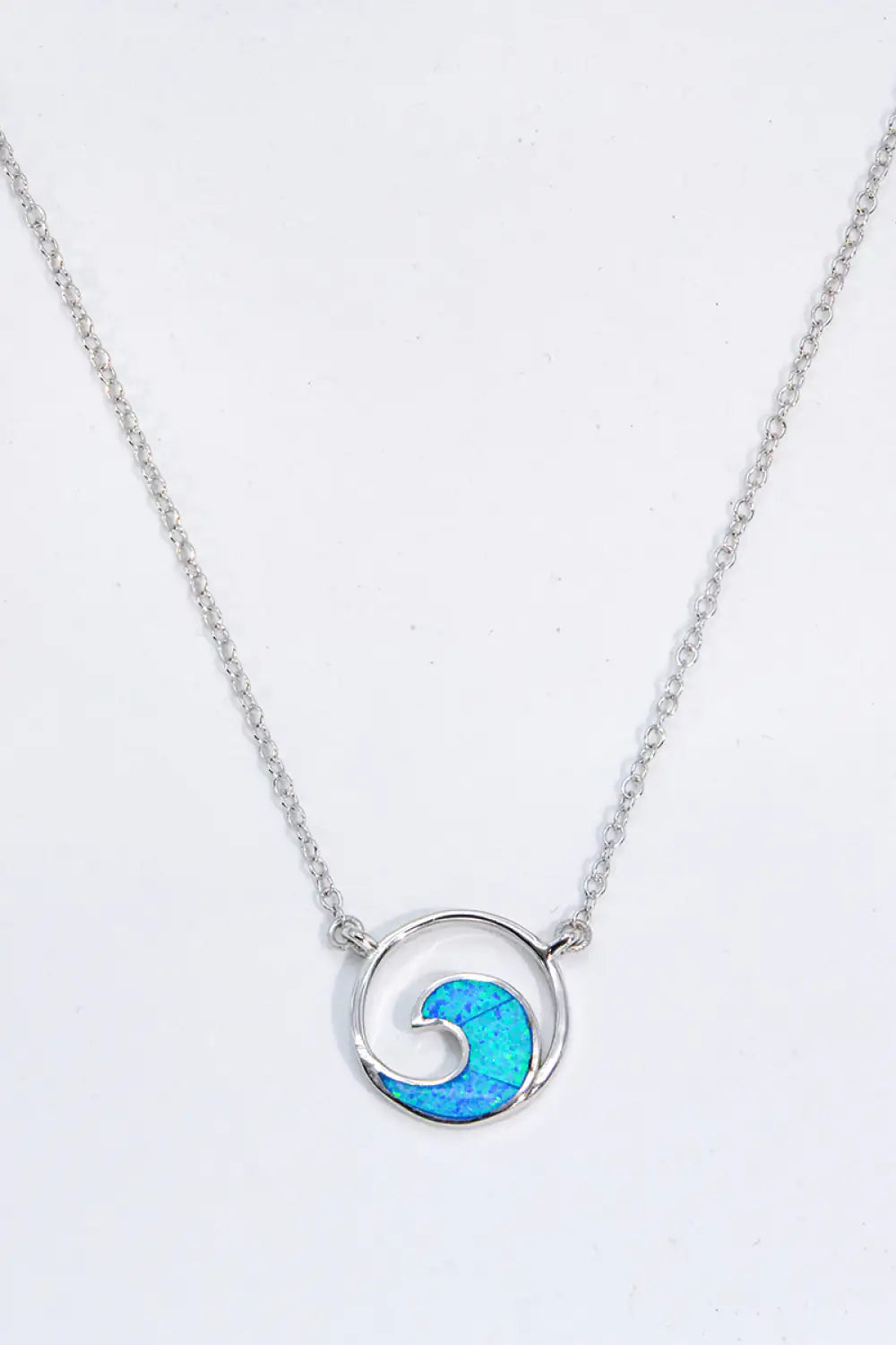 🌊: Opal Crest Wave Silver Necklace