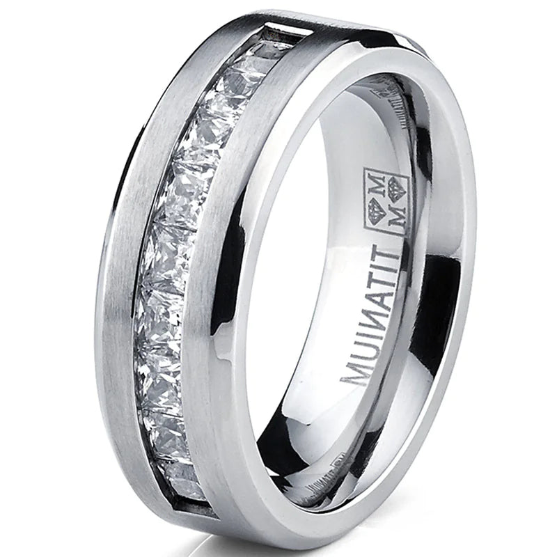💎: Men's Luxury Diamond Wedding Ring - Premium Groom's Band