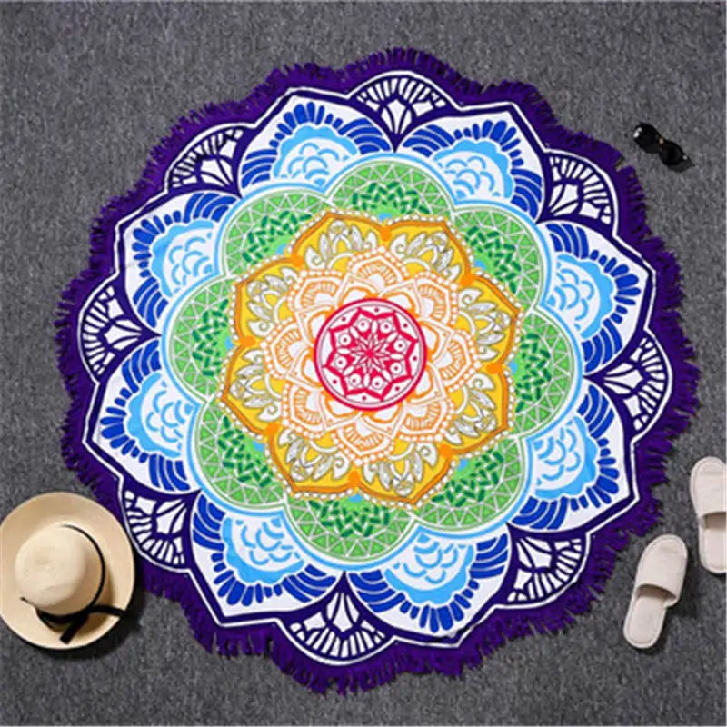 🪷: Lotus Printed Beach Towel - Soft Absorbent Quick-Dry Beach Essential