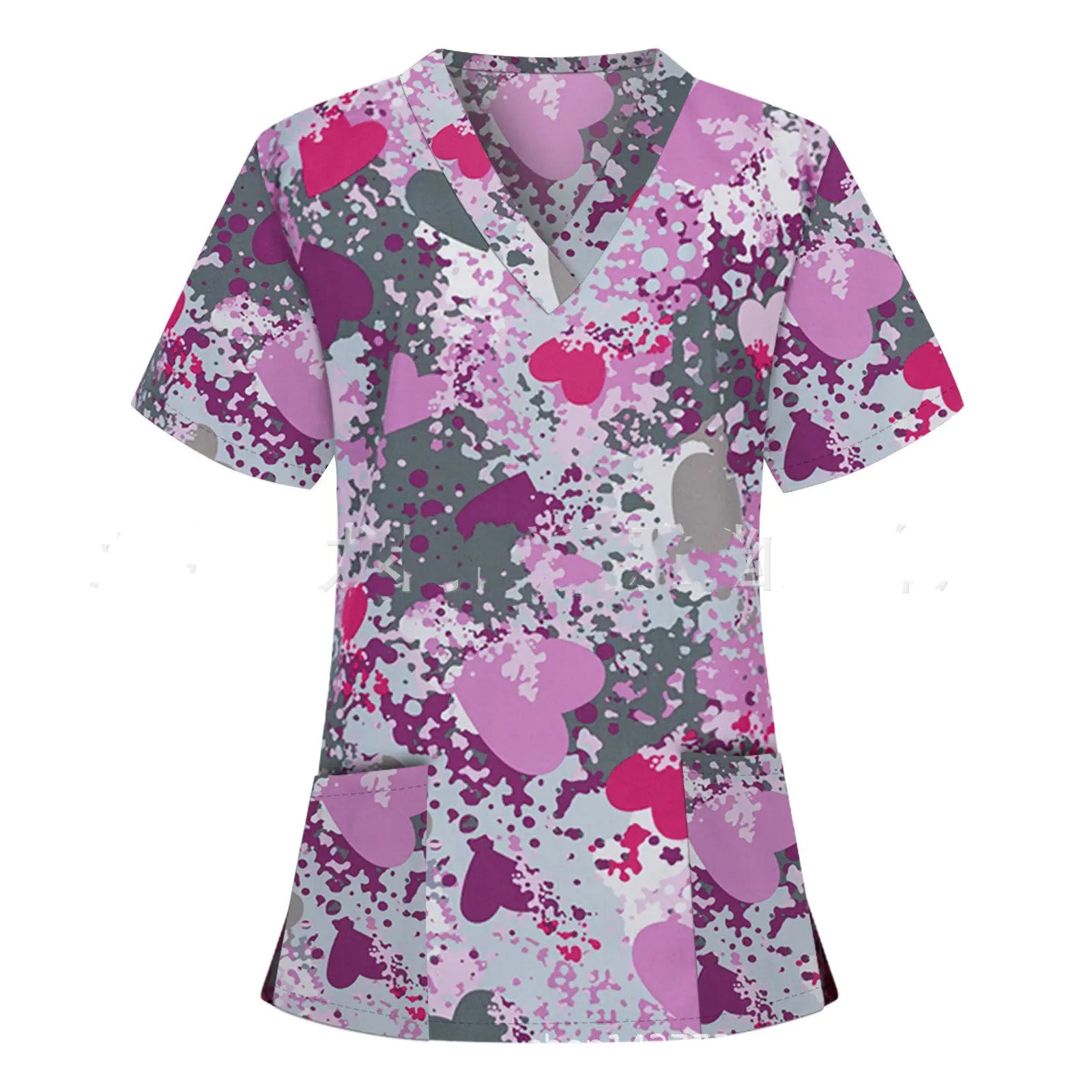 👩‍⚕️: Nurse Uniform V-Neck T-Shirt - Professional Medical Scrub Top with Pocket