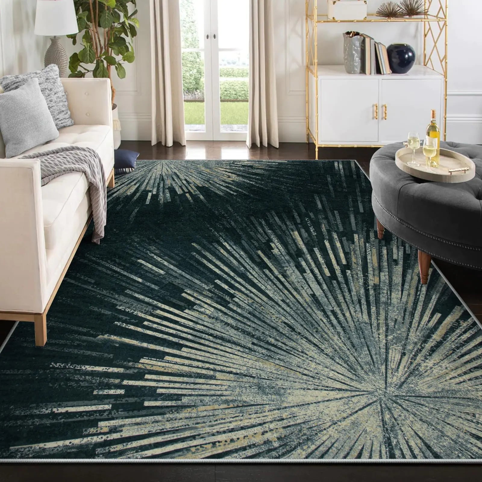 🏠: Lahome Ultra-Thin 8x10 Washable Area Rug - Modern Abstract Non-Slip