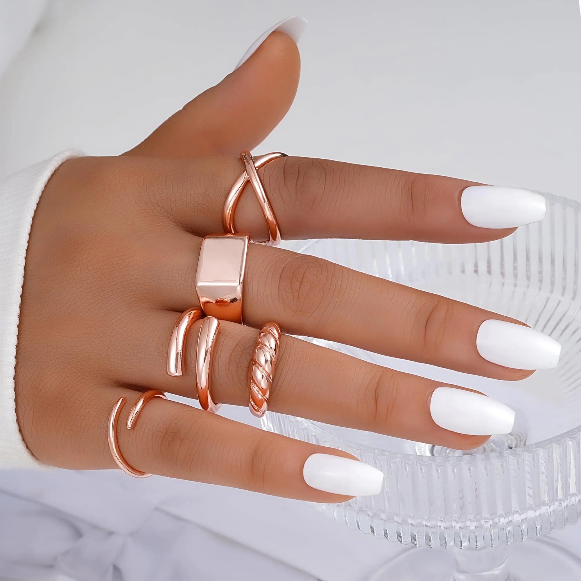 💎: FAXHION 12pc Gold Stackable Rings Set - 18K Plated Adjustable Knuckle Rings