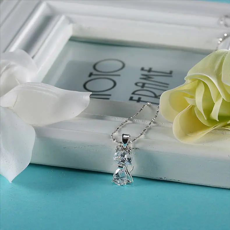 💎: 925 Sterling Silver Cat Pendant Necklace - Adorable Feline Charm Jewelry