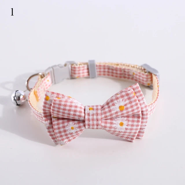 🎀: Plaid Print Pet Bow Tie Collar - Dapper Style Accessory