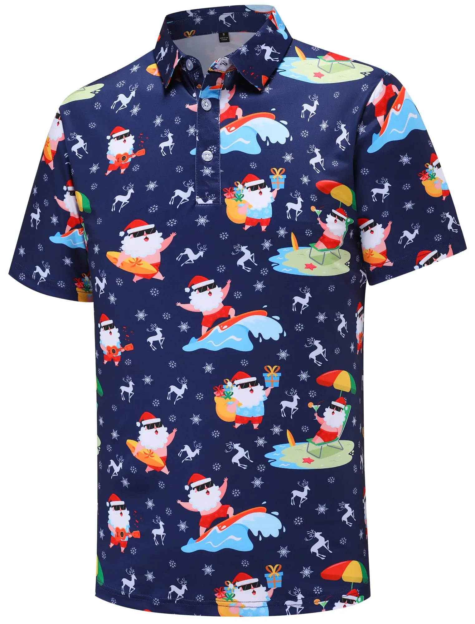 🎅: Santa Christmas Vacation Polo Shirts for Men - Holiday Golf Apparel