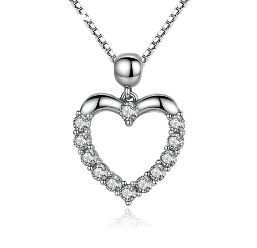 💎: 925 Sterling Silver Heart Necklace - Elegant Zircon Pendant Jewelry