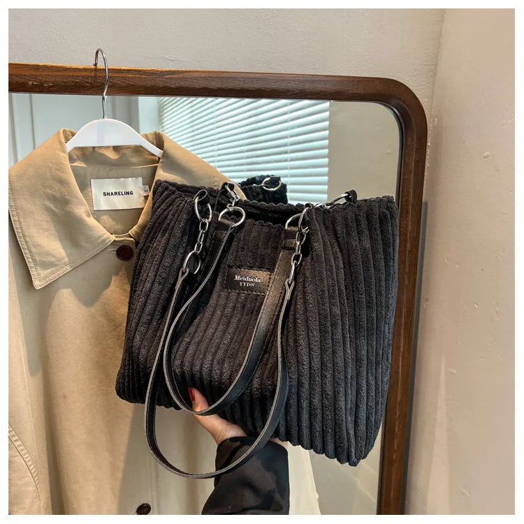 👜: Retro Corduroy Shoulder Bag - European American Style