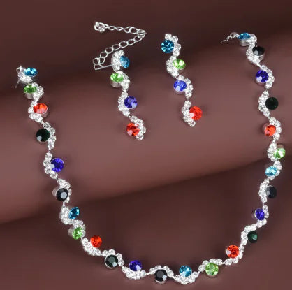 💎: Korean Style Bride Necklace and Earring Set - Elegant Wedding Jewelry Collection