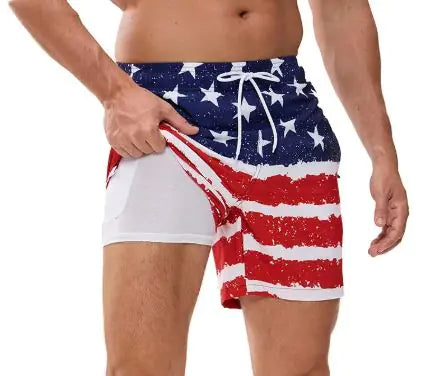🏊: Men's Quick-Dry Double-Layer Beach Swim Trunks - Premium Comfort Swimwear