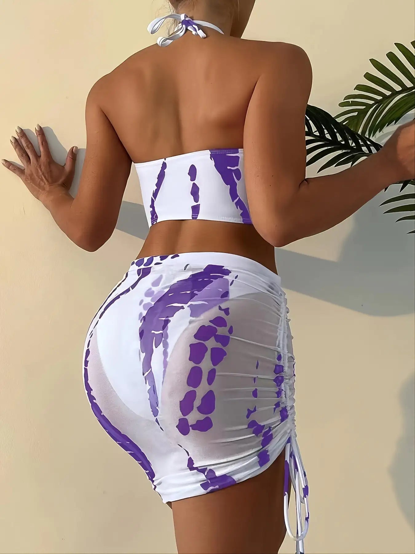 🌈: Ring-Linked Halter Tie Dye Bikini - Bohemian Two-Piece Swimwear