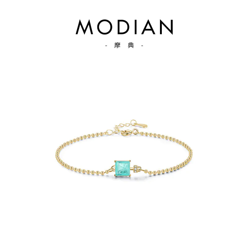 💎: S925 Sterling Silver Paraiba Tourmaline Bead Bracelet - Luxury Gemstone Jewelry