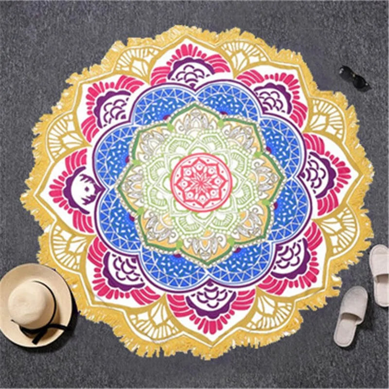 🪷: Lotus Printed Beach Towel - Soft Absorbent Quick-Dry Beach Essential
