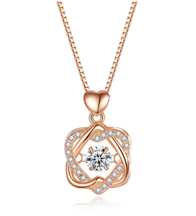 💎: Smart Heart 925 Silver Rose Gold Plated Necklace - Elegant Two-Tone Jewelry