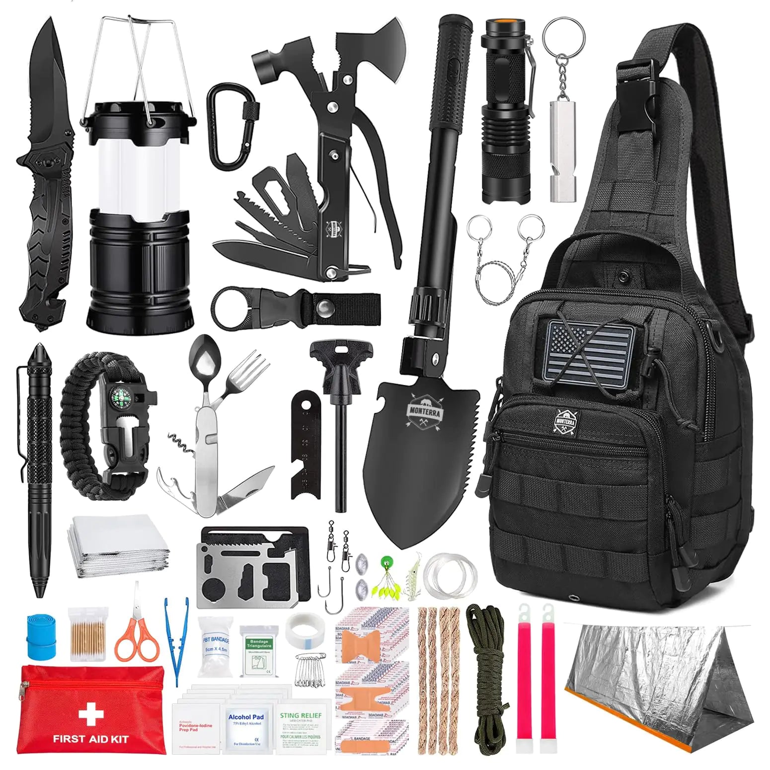 🎒: Survival Kit 265 Pieces - Complete Emergency Gear & First Aid Backpack Set