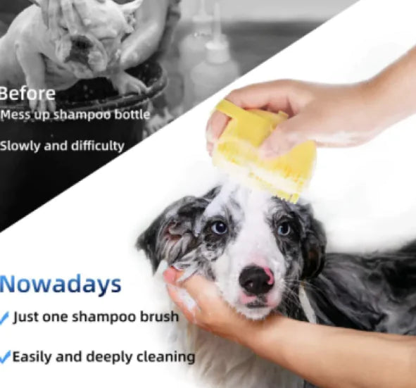 🧴: Pet Shampoo Brush and Massage Comb - 2-in-1 Grooming Tool with Dispenser