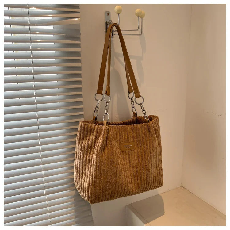 👜: Retro Corduroy Shoulder Bag - European American Style