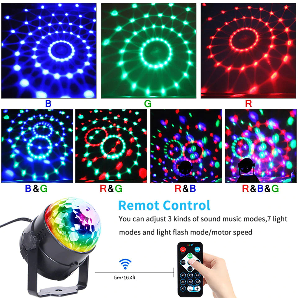 🕺: Disco Party Lights Strobe LED DJ Ball - Sound Activated Dance Lamp