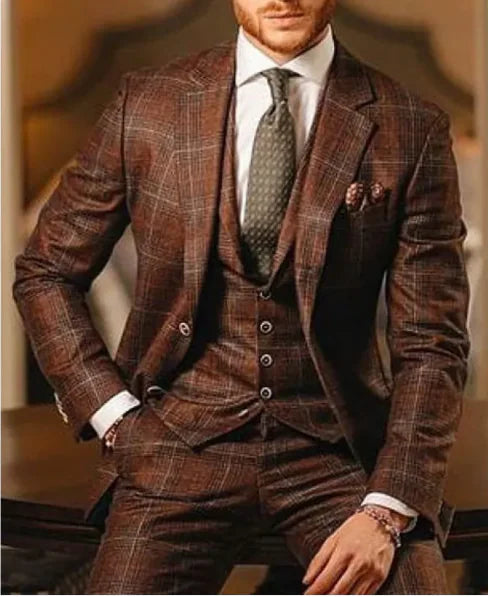 🤵: Men's Single Row Two Button Plaid Blazer - Classic Professional Style