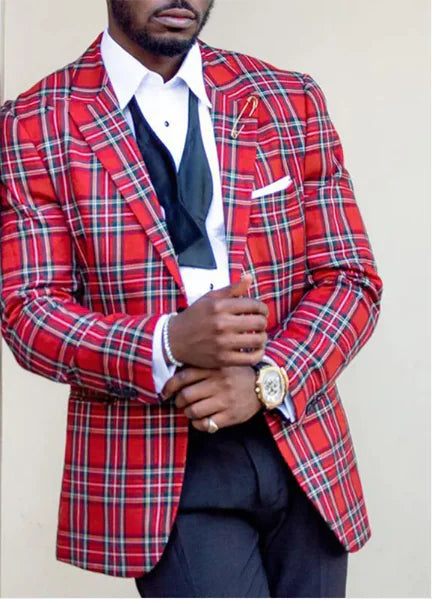 🤵: Men's Single Row Two Button Plaid Blazer - Classic Professional Style