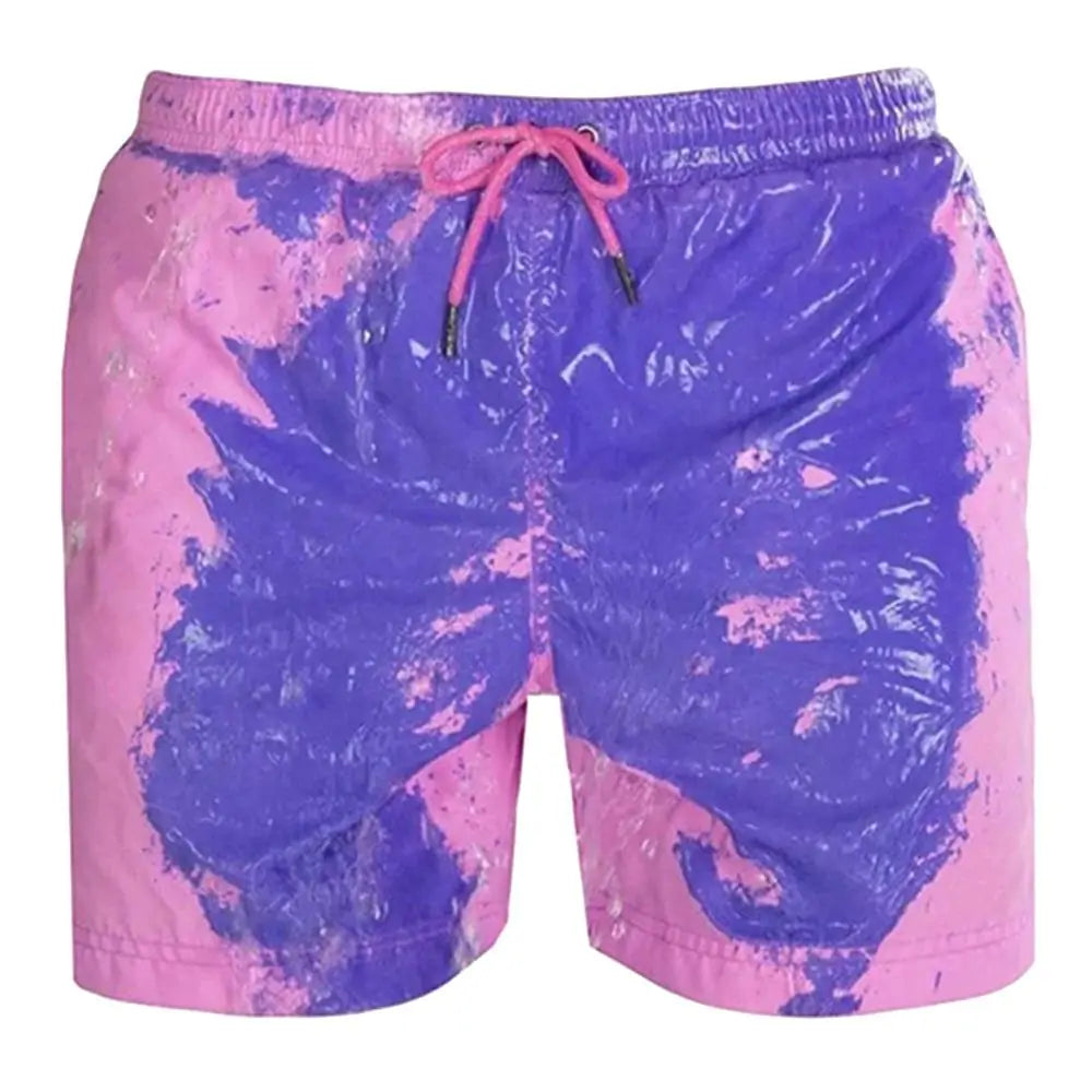 🌊: Men's Color-Changing Beach Shorts - Quick Dry Magic Swim Trunks