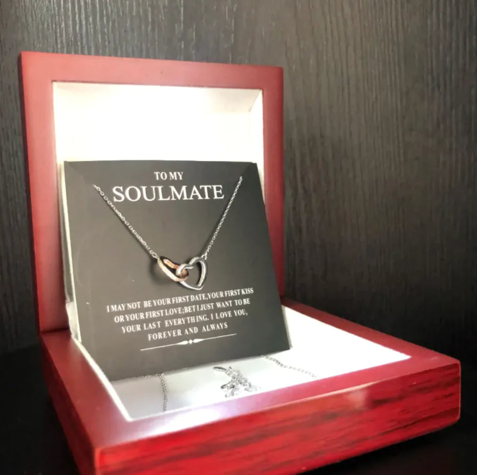 💕: Silver Double Heart Mood Necklace